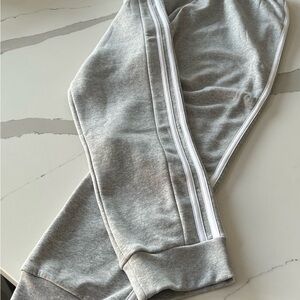 Adidas Grey Track Pants with White Side Stripes